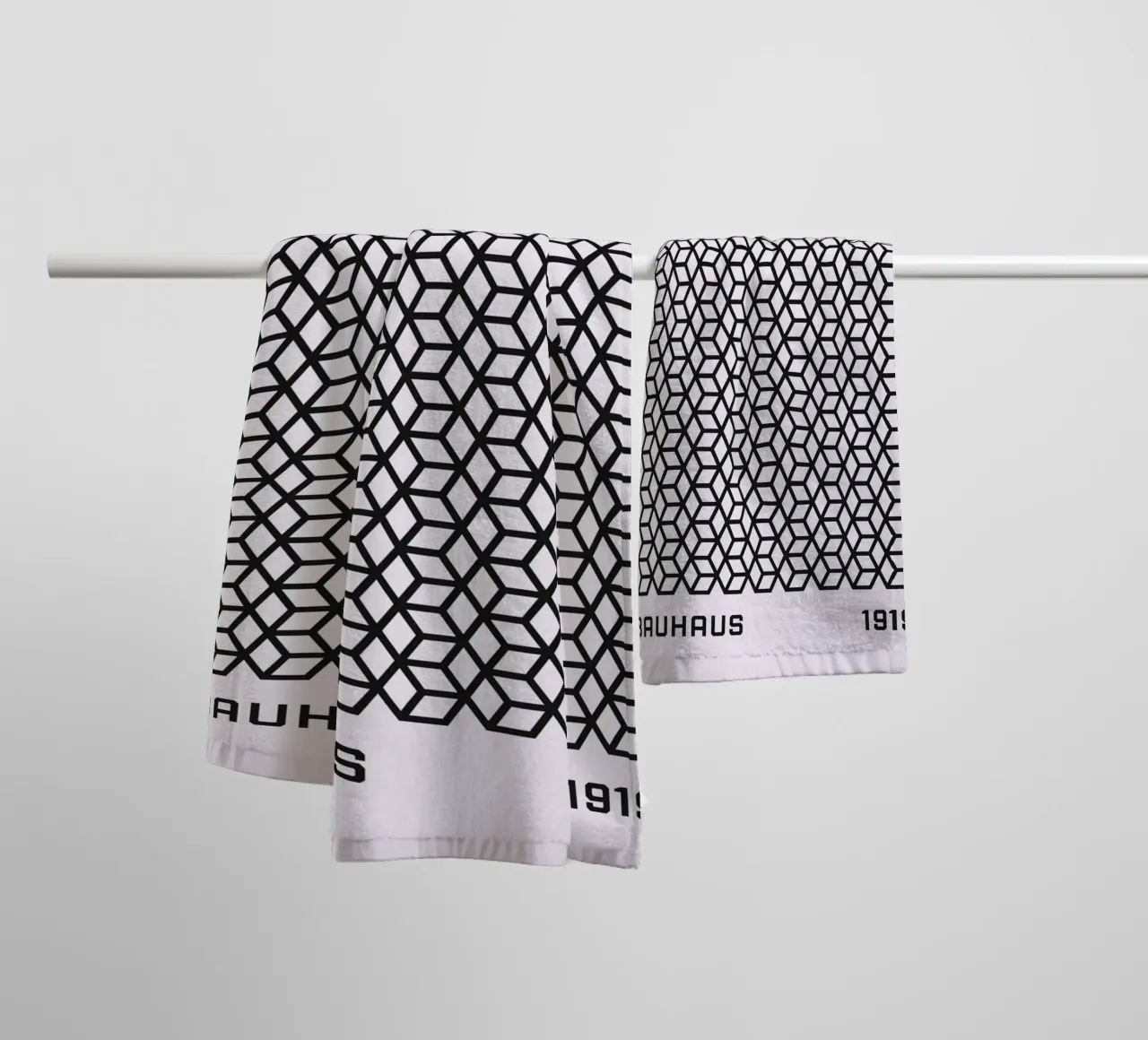 Bauhaus 1919 Geometric 3D Cube Pattern Print toalla de baño de NorwesClub