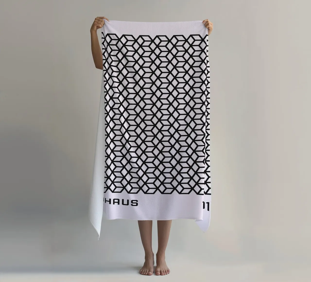 Bauhaus 1919 Geometric 3D Cube Pattern Print toalla de playa de NorwesClub