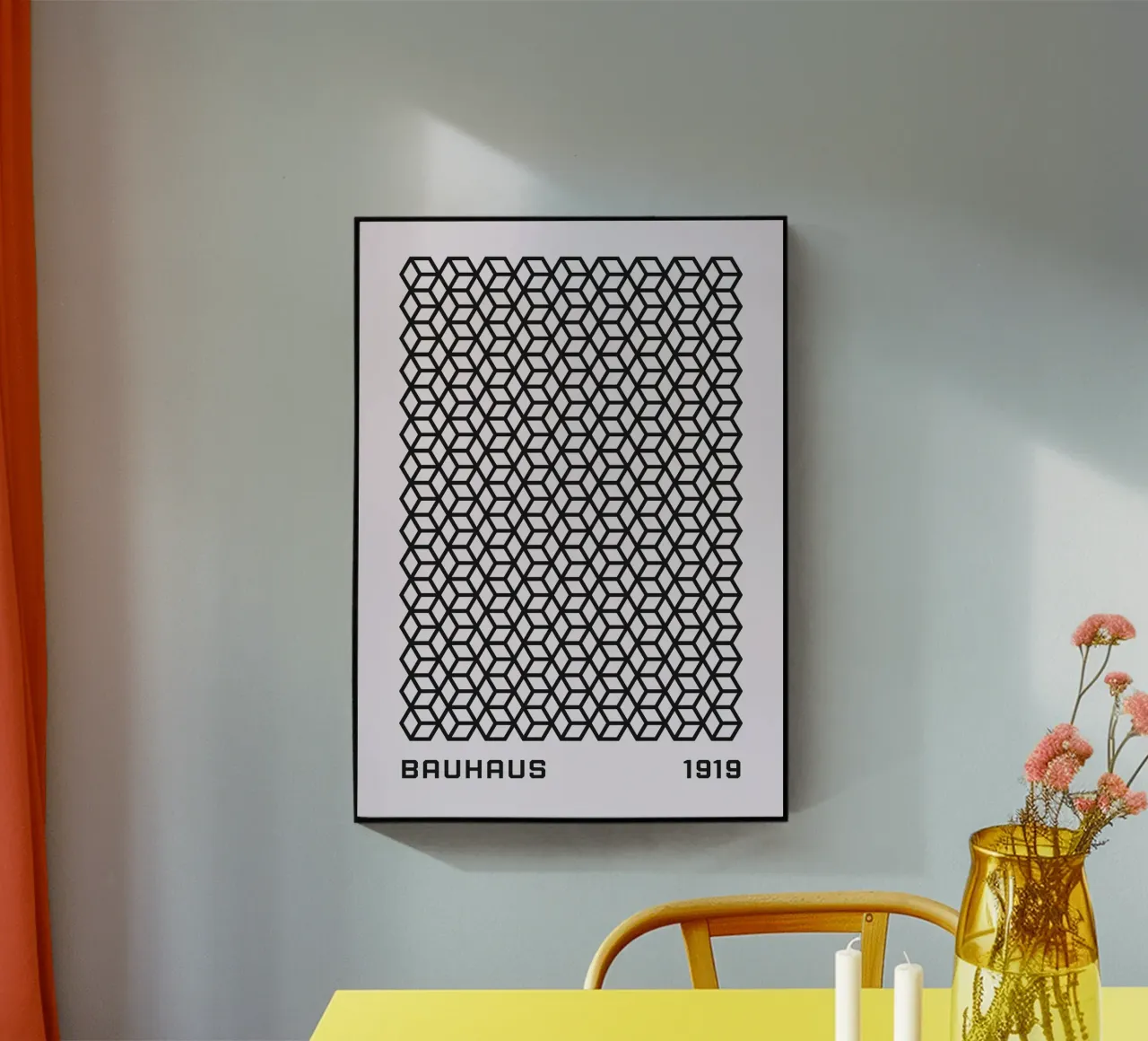 Bauhaus 1919 Geometric 3D Cube Pattern Print metacrilato de NorwesClub