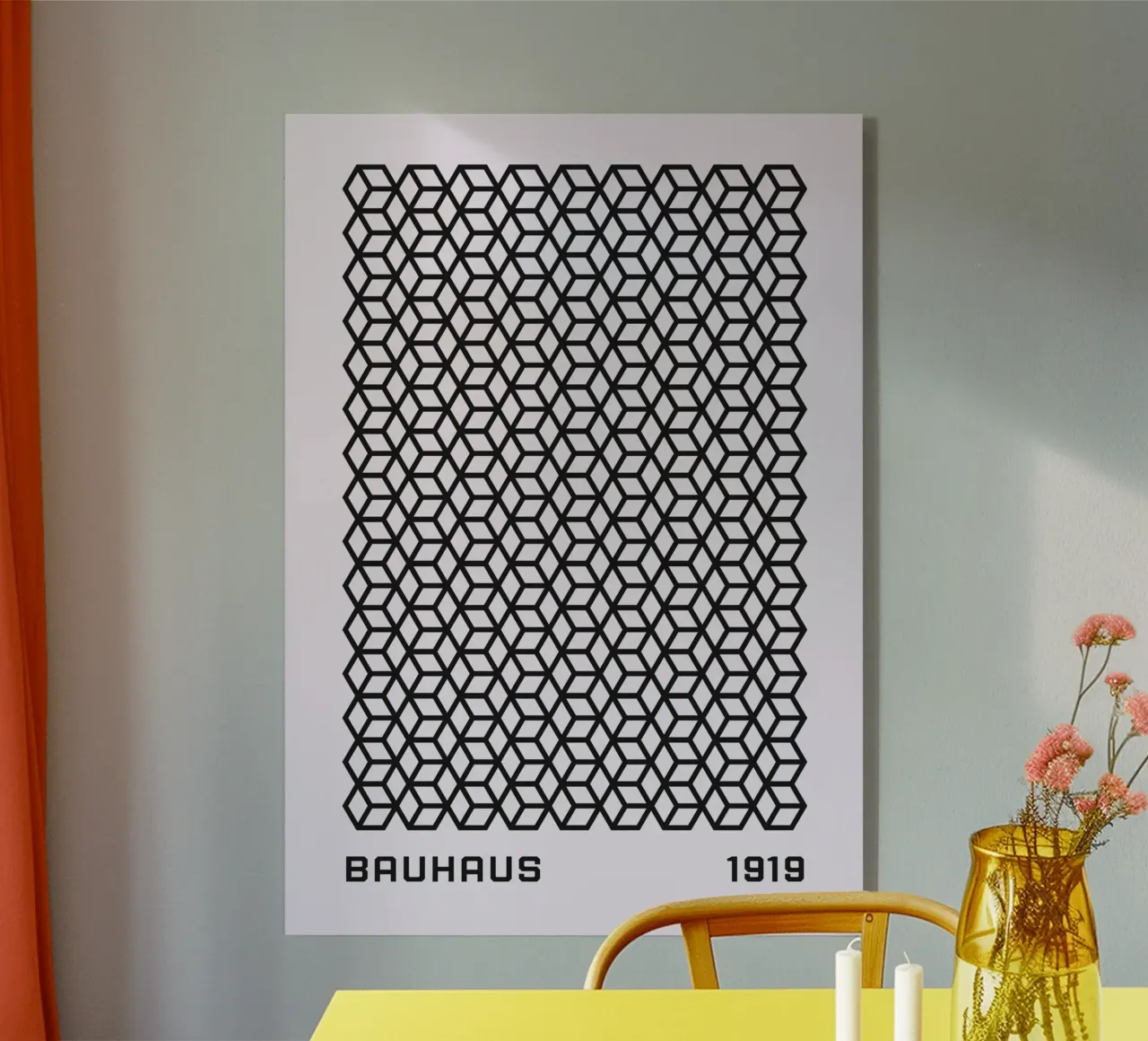 Bauhaus 1919 Geometric 3D Cube Pattern Print metacrilato de NorwesClub