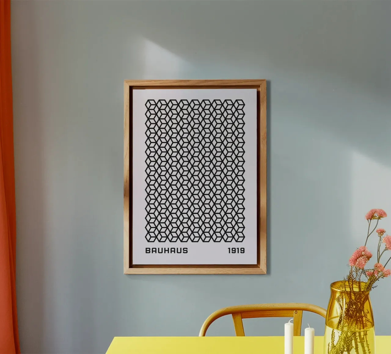 Bauhaus 1919 Geometric 3D Cube Pattern Print aluminio dibond de NorwesClub