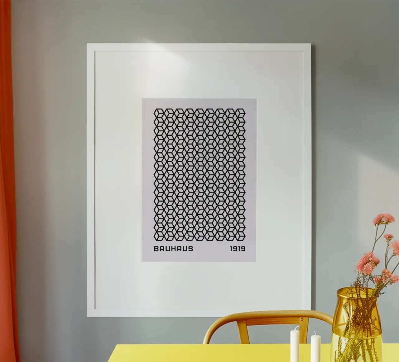 Bauhaus 1919 Geometric 3D Cube Pattern Print poster con marco de aluminio de NorwesClub