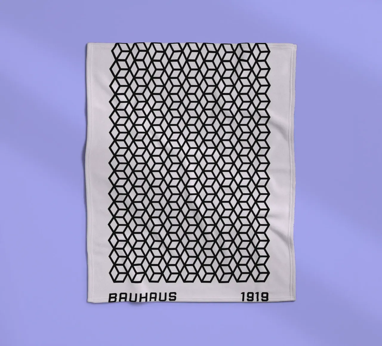 Bauhaus 1919 Geometric 3D Cube Pattern Print fleece blanket by NorwesClub