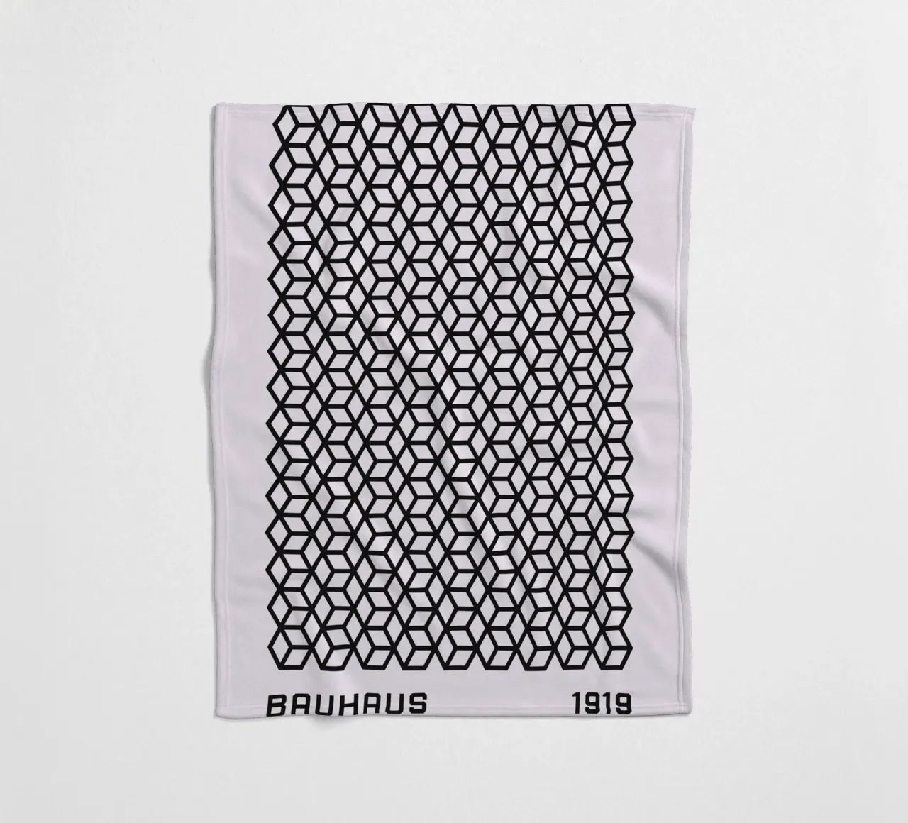 Bauhaus 1919 Geometric 3D Cube Pattern Print fleece blanket by NorwesClub
