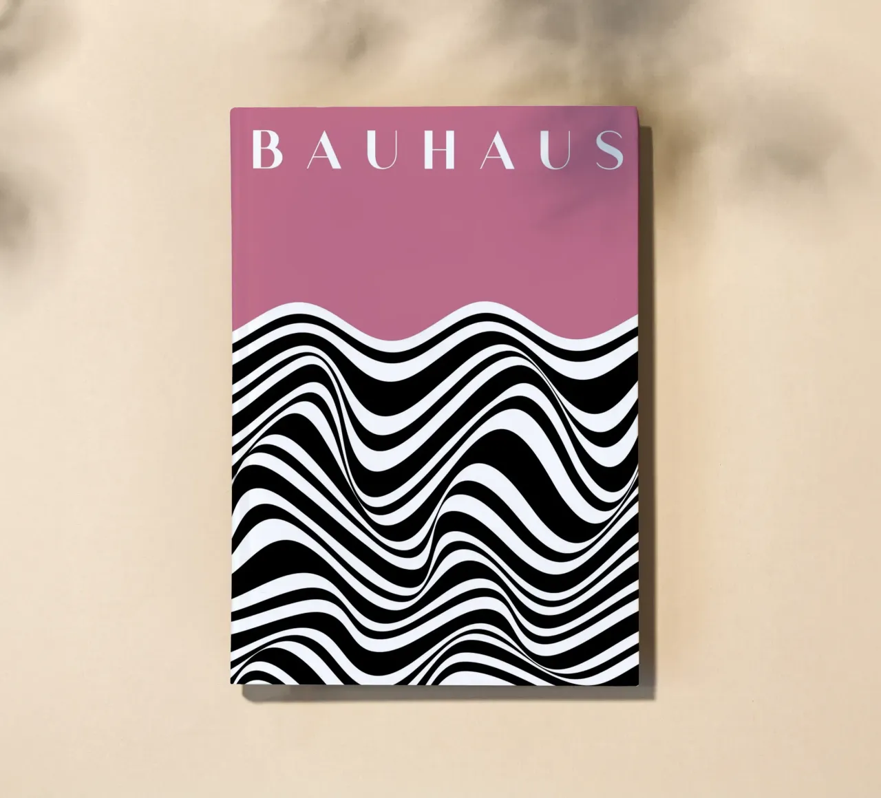 Bauhaus Op Art Stripes Pink Black White Print notebook by NorwesClub