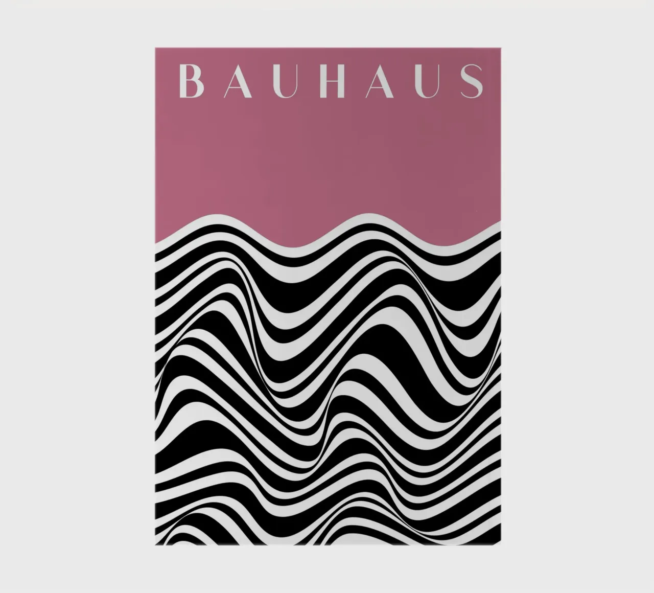 Bauhaus Op Art Stripes Pink Black White Print notebook by NorwesClub