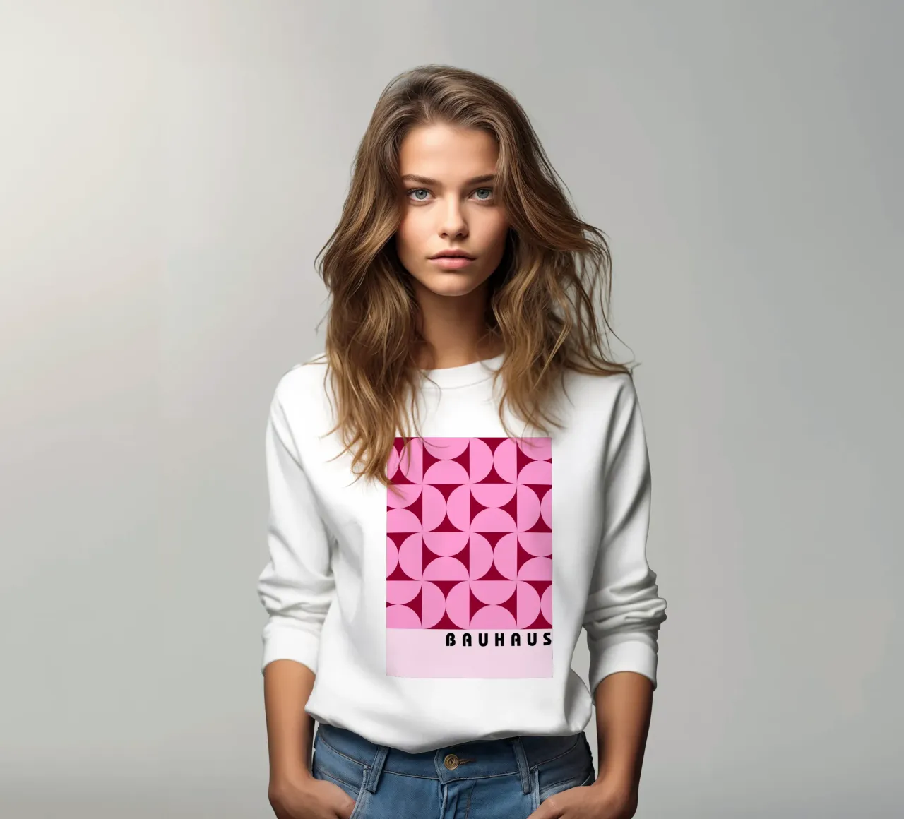 Bauhaus Geometric Pattern Pink Shapes Print sudadera de NorwesClub