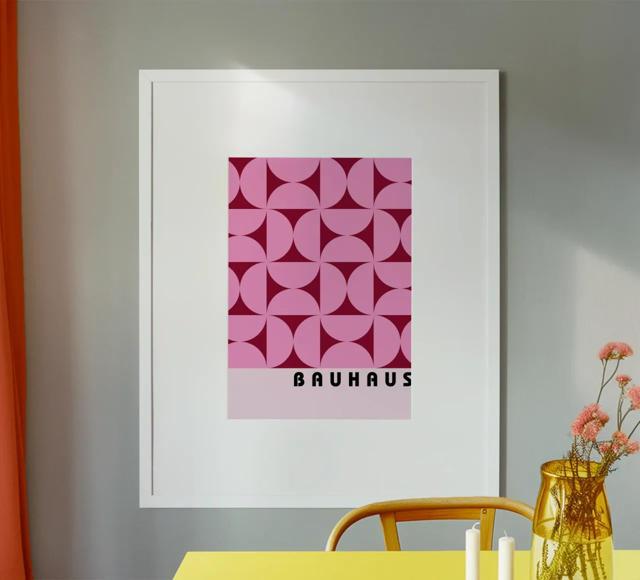 Bauhaus Modello geometrico Forme rosa Stampa poster da NorwesClub
