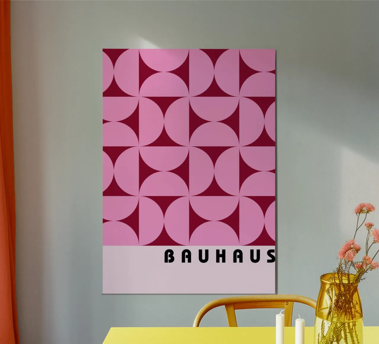 Bauhaus Modello geometrico Forme rosa Stampa poster da NorwesClub
