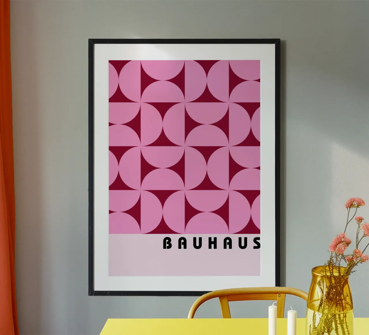 Bauhaus Modello geometrico Forme rosa Stampa poster da NorwesClub