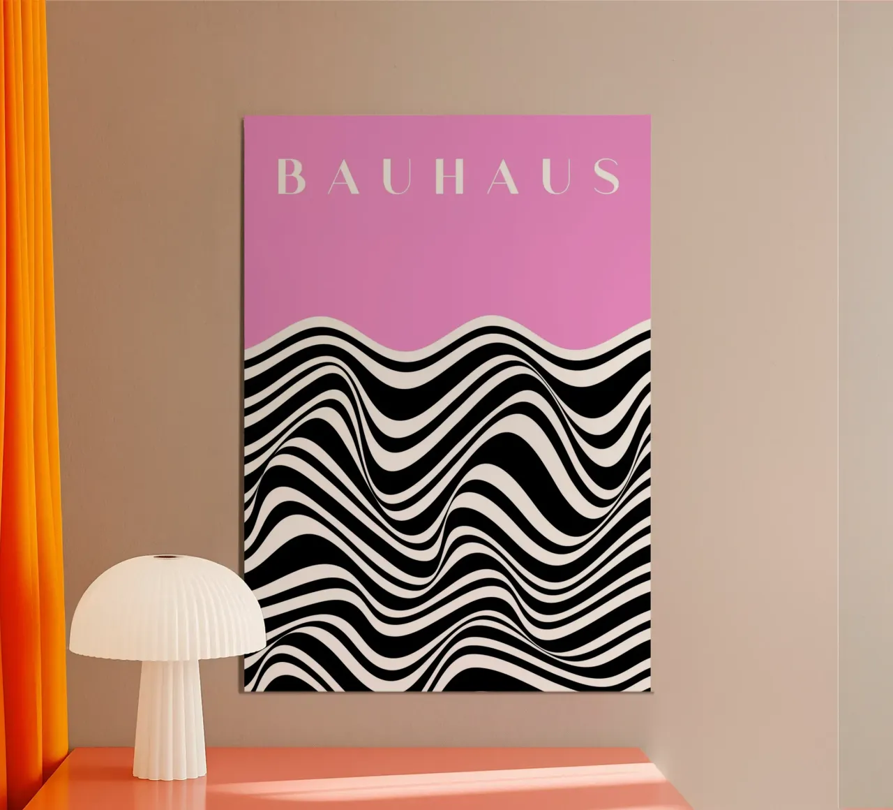 Bauhaus Op Art Stripes Pink Black White Print hahnemühle by NorwesClub