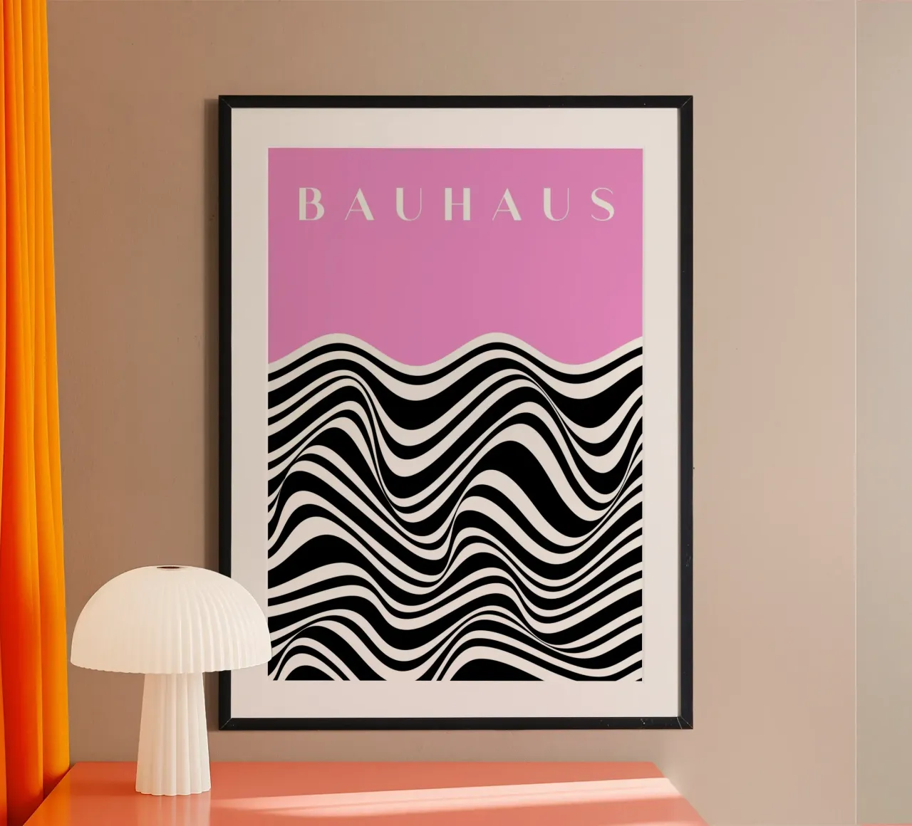 Bauhaus Op Art Stripes Pink Black White Print hahnemühle by NorwesClub