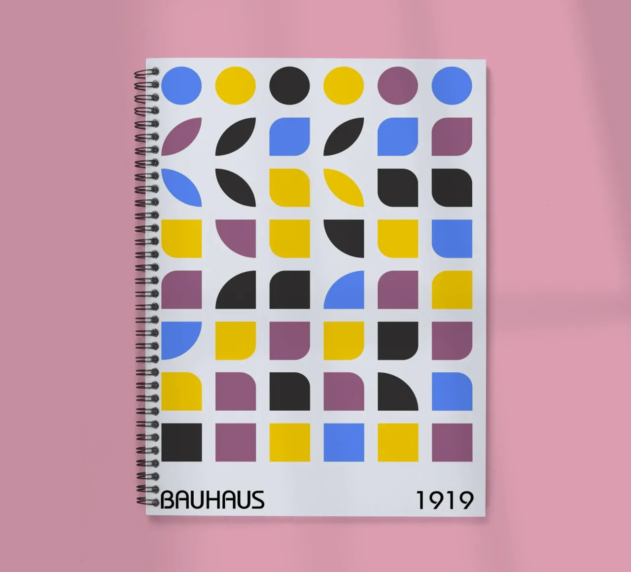 Bauhaus 1919 Geometric Pattern Colorful Print spiral notebook by NorwesClub