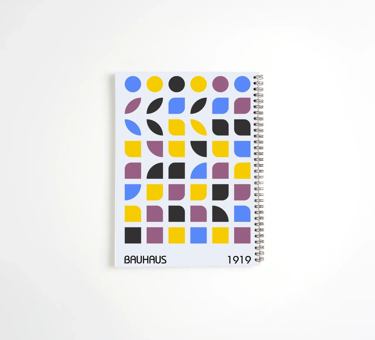 Bauhaus 1919 Geometric Pattern Colorful Print spiral notebook by NorwesClub