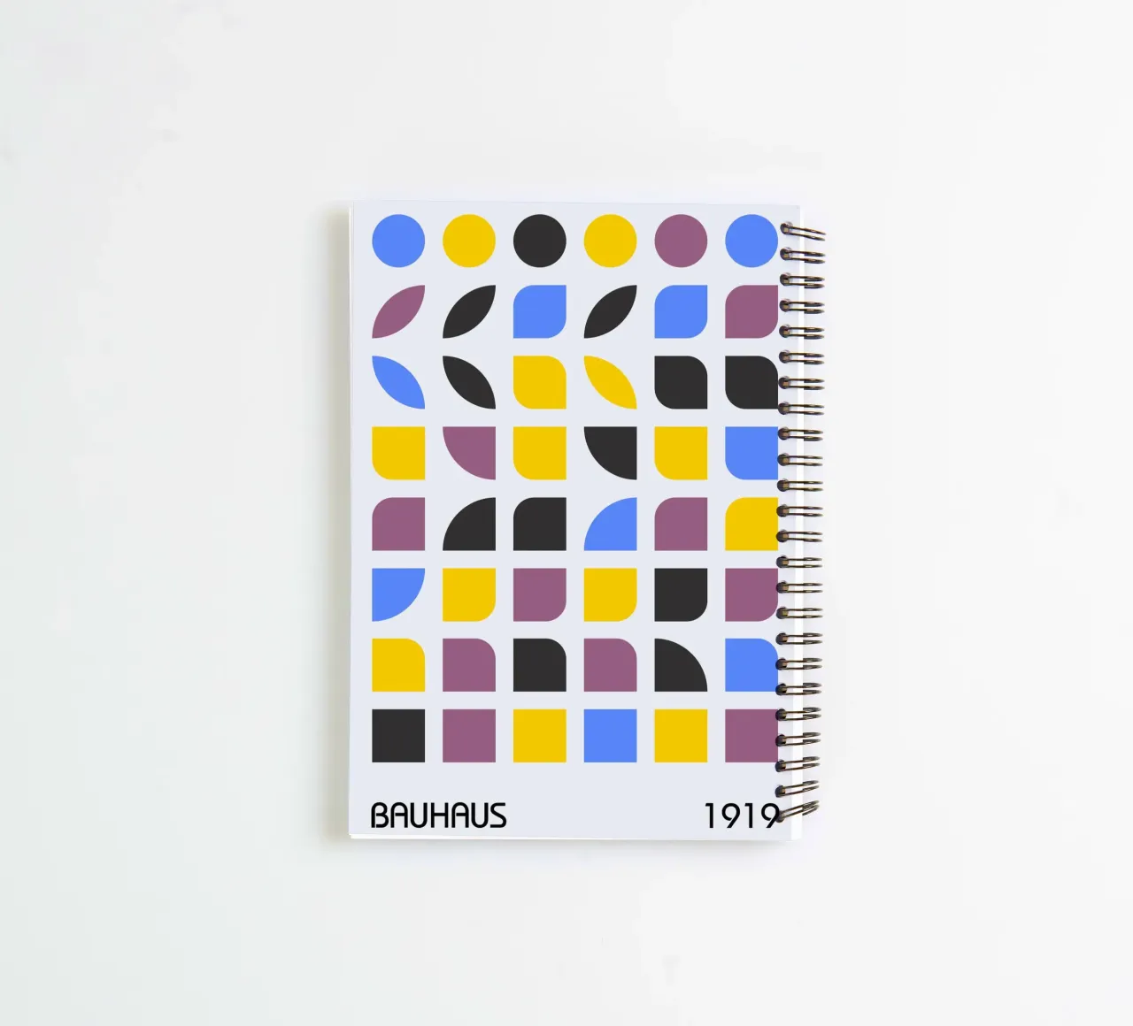 Bauhaus 1919 Geometric Pattern Colorful Print spiral notebook by NorwesClub