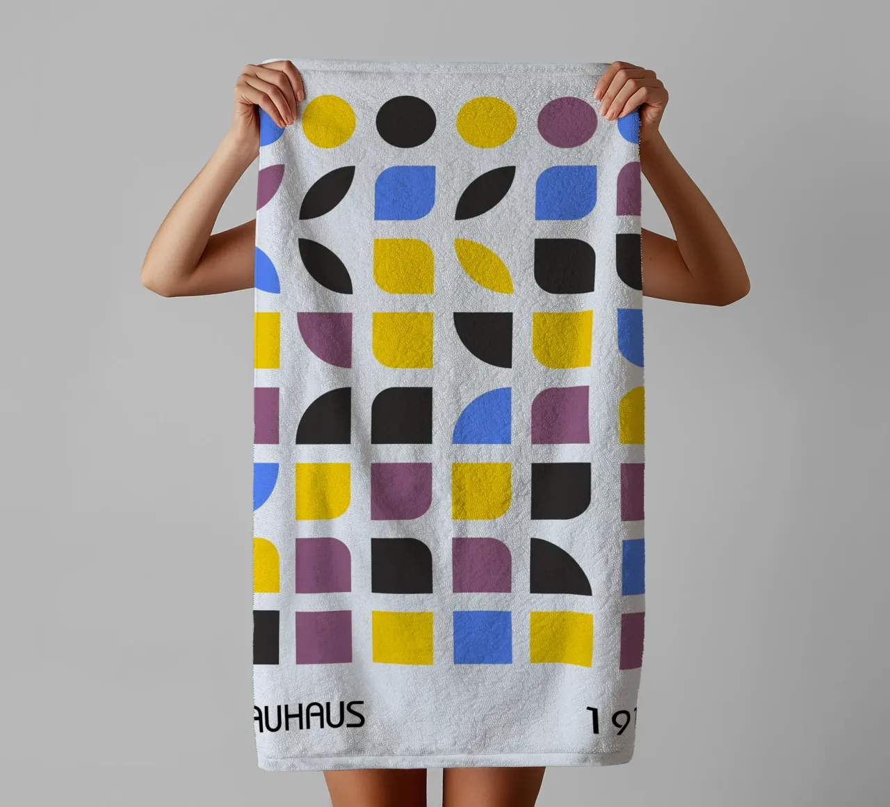 Bauhaus 1919 Geometric Pattern Colorful Print towel by NorwesClub