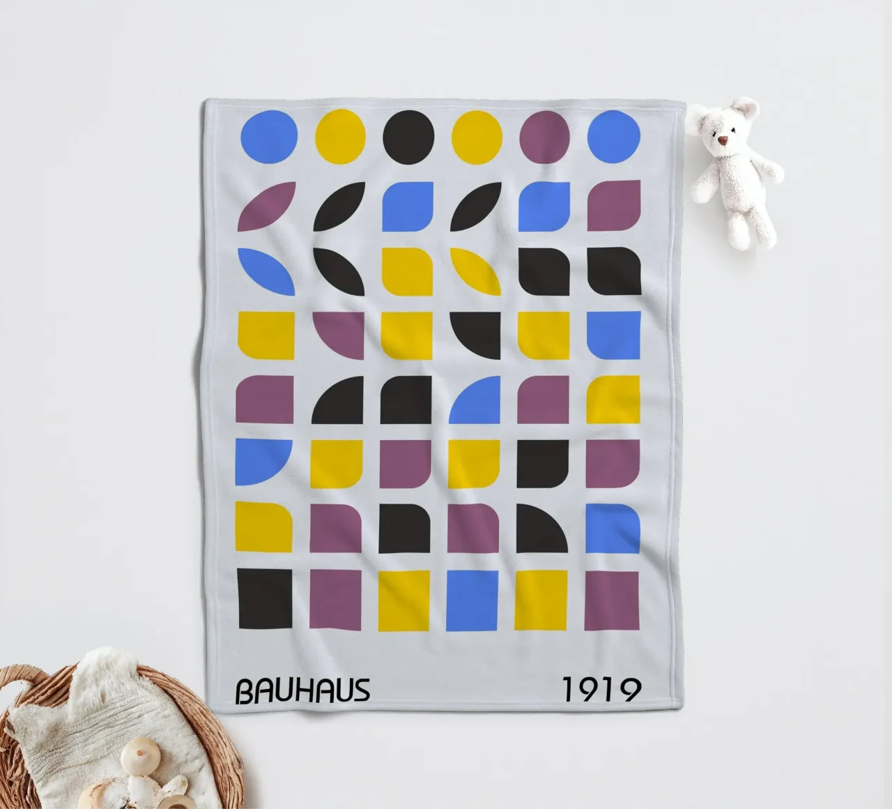 Bauhaus 1919 Geometric Pattern Colorful Print manta de franela de NorwesClub