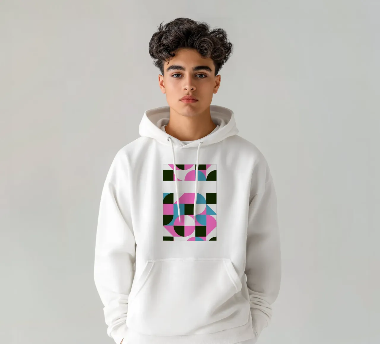 Motif géométrique abstrait rose bleu vert imprimé sweat à capuche de NorwesClub
