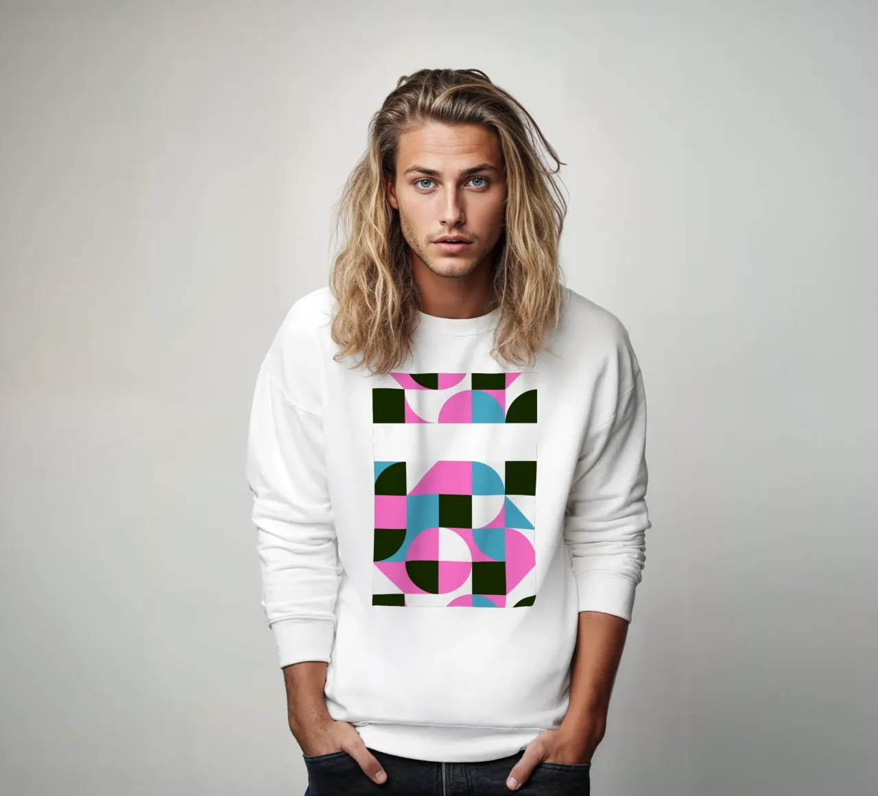 Motif géométrique abstrait rose bleu vert imprimé sweat de NorwesClub