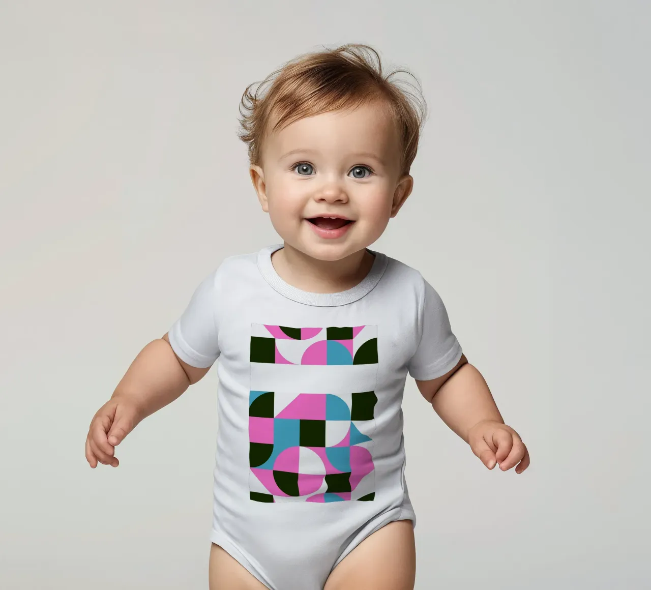 Motif géométrique abstrait rose bleu vert imprimé body bébé de NorwesClub