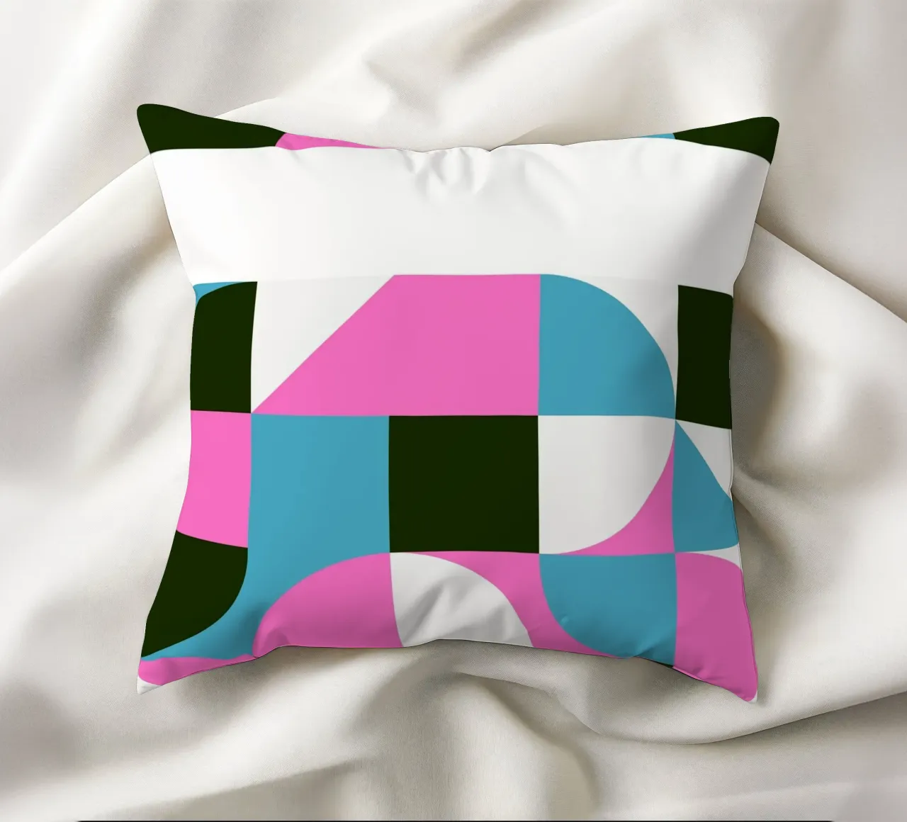 Geometrisches Muster Abstrakt Rosa Blau Grün Druck Kissen von NorwesClub