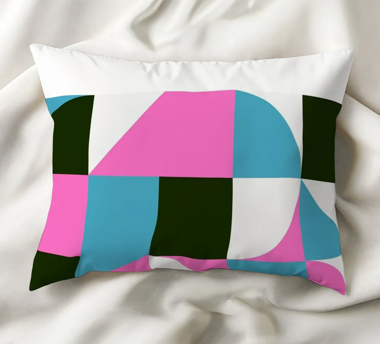 Geometrisches Muster Abstrakt Rosa Blau Grün Druck Kissen von NorwesClub