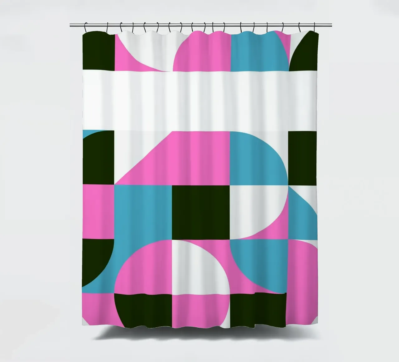 Geometric Pattern Abstract Pink Blue Green Print shower curtain by NorwesClub
