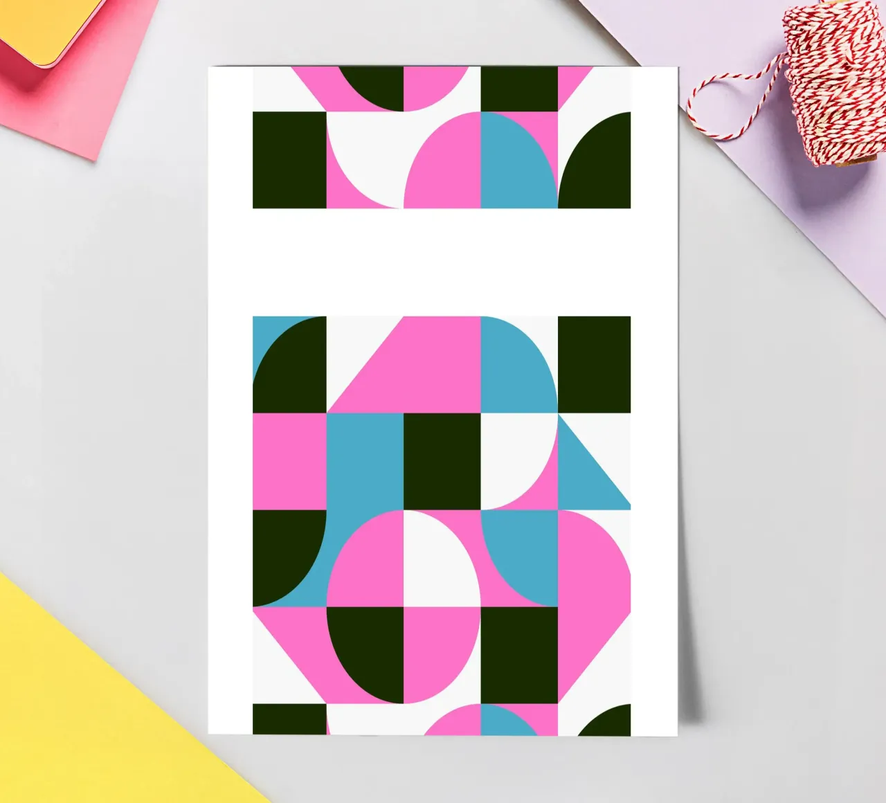 Geometrisches Muster Abstrakt Rosa Blau Grün Druck Stickerbogen von NorwesClub