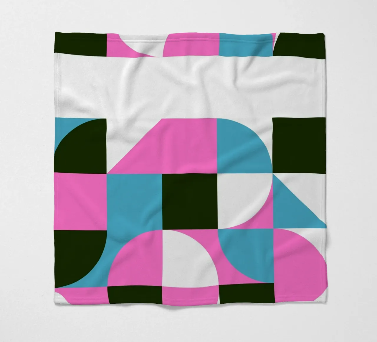 Geometric Pattern Abstract Pink Blue Green Print fleece blanket by NorwesClub