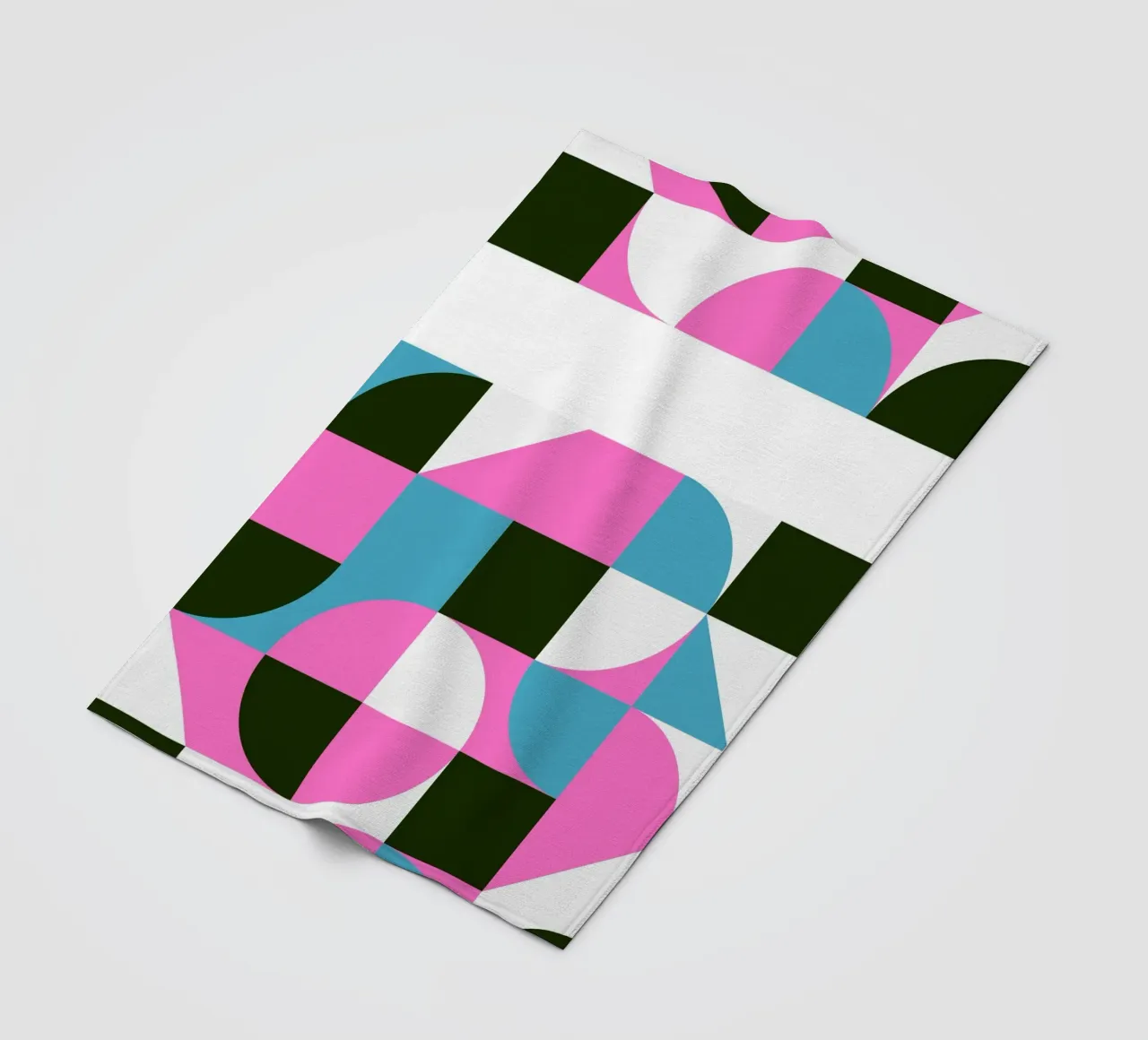 Geometric Pattern Abstract Pink Blue Green Print fleece blanket by NorwesClub