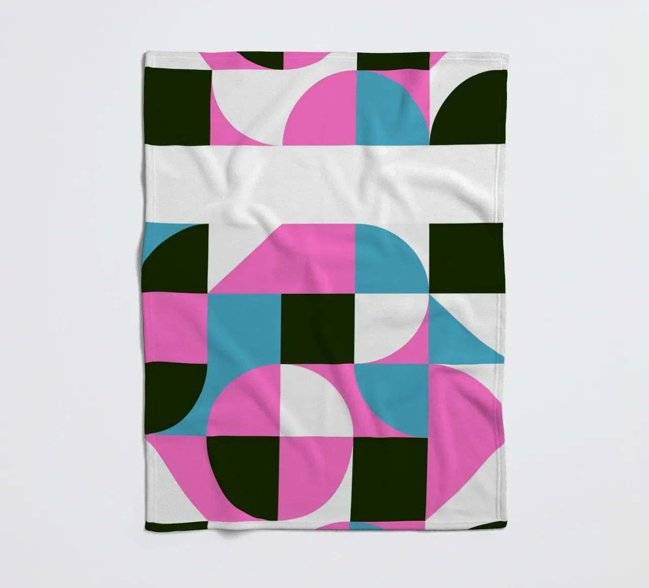 Geometric Pattern Abstract Pink Blue Green Print fleece blanket by NorwesClub
