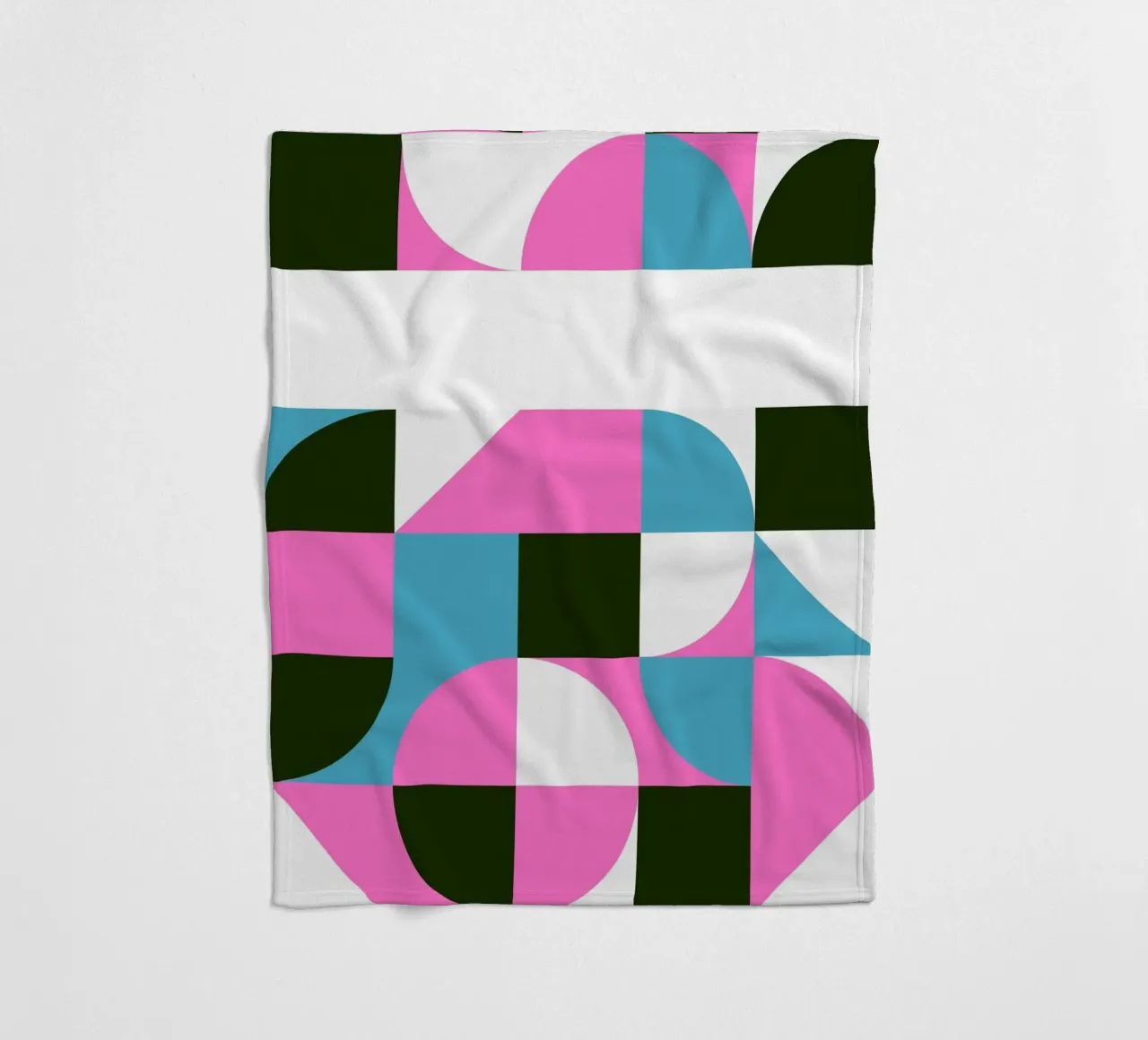 Geometric Pattern Abstract Pink Blue Green Print fleece blanket by NorwesClub