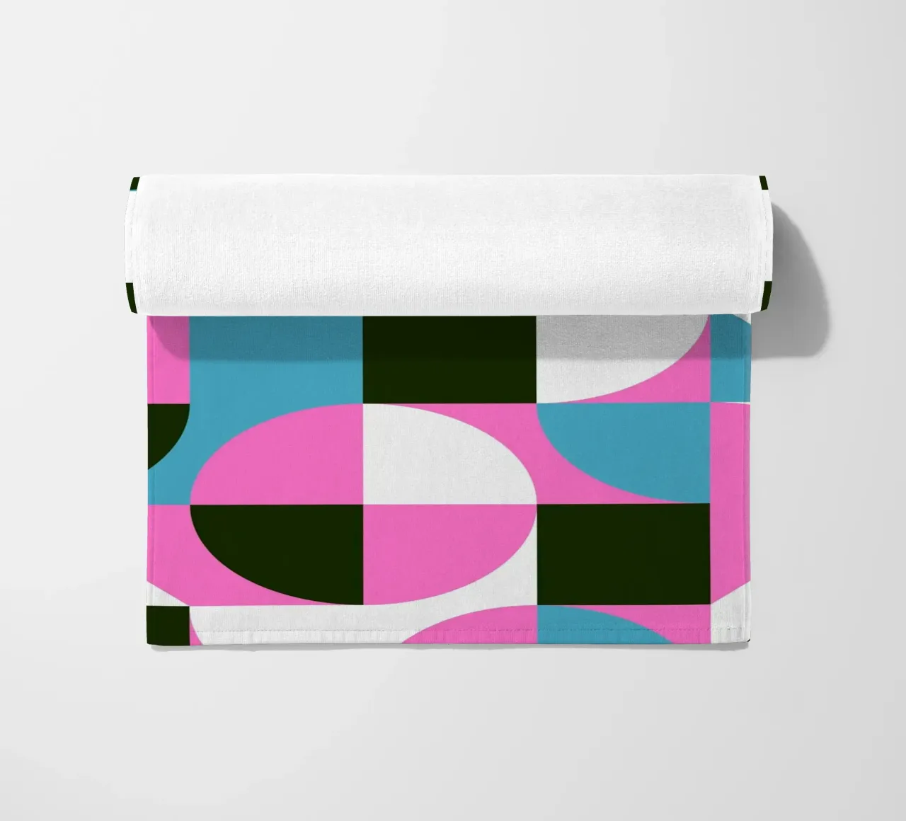 Geometric Pattern Abstract Pink Blue Green Print beach towel by NorwesClub