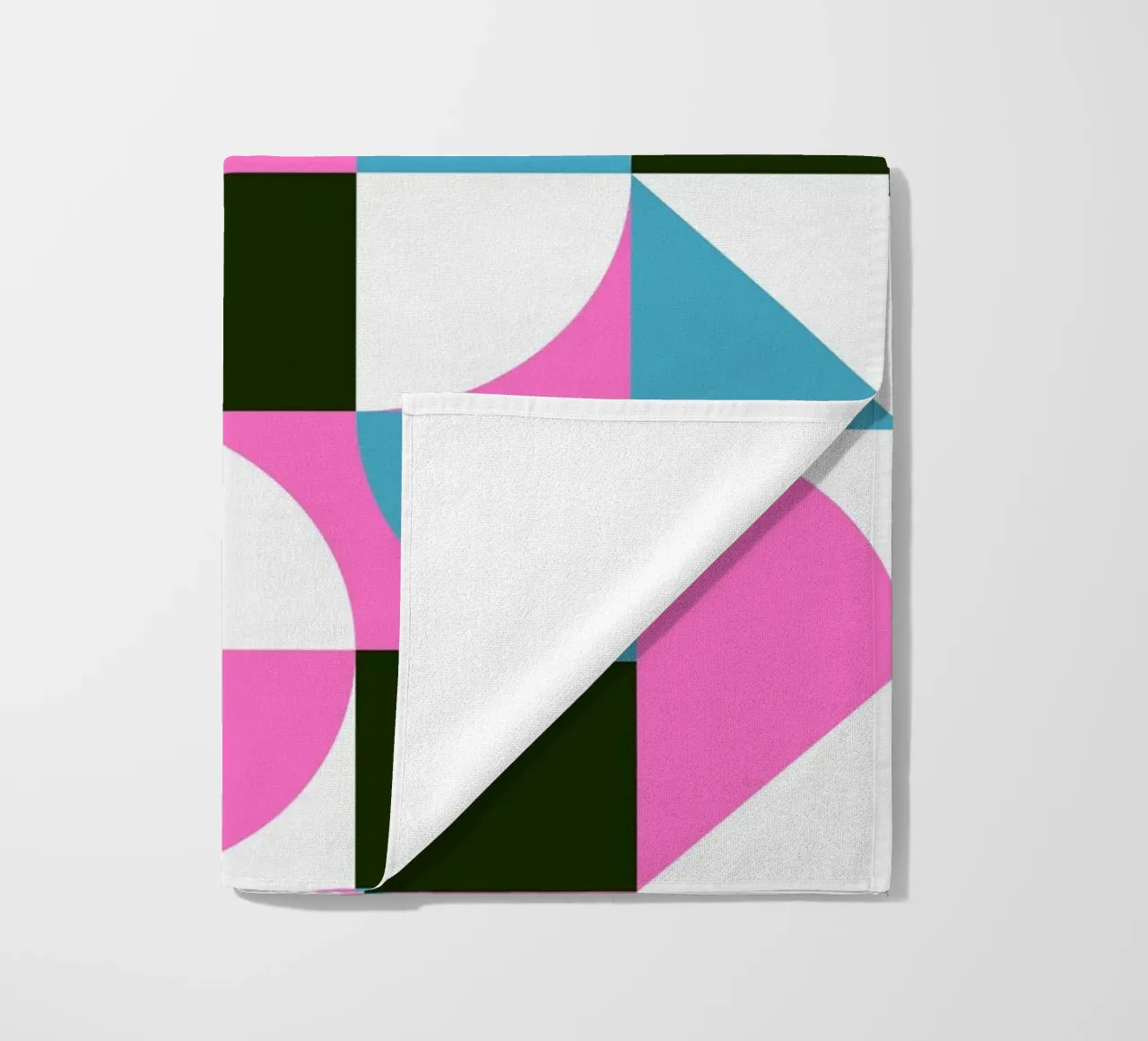 Geometric Pattern Abstract Pink Blue Green Print beach towel by NorwesClub