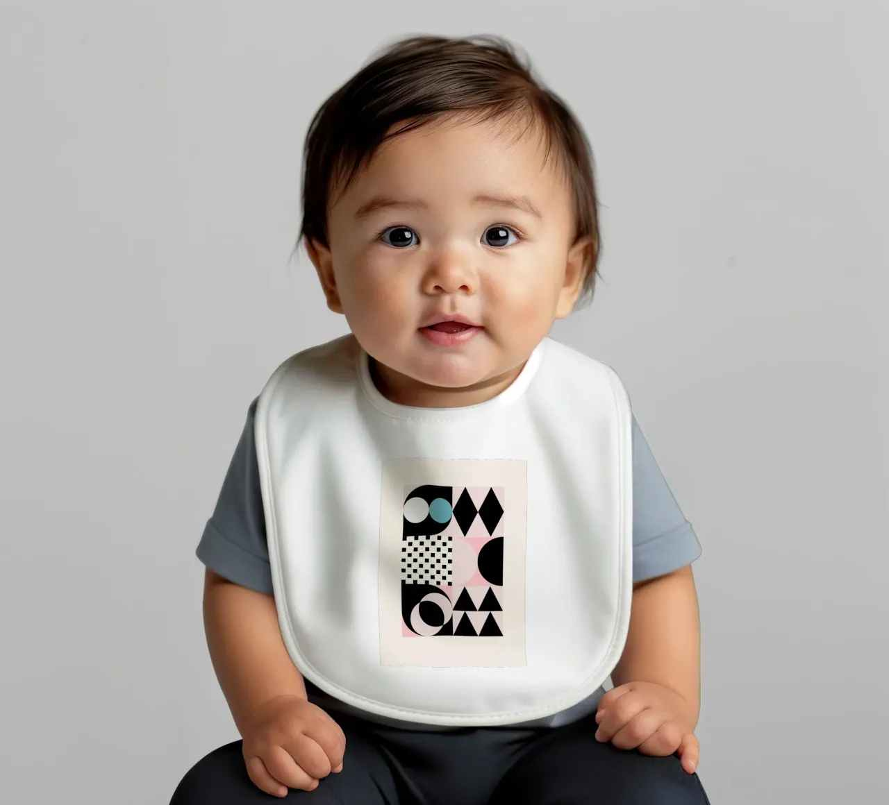 Geometrische abstracte vormen Roze Blauw Zwart Print baby slabbetje van NorwesClub