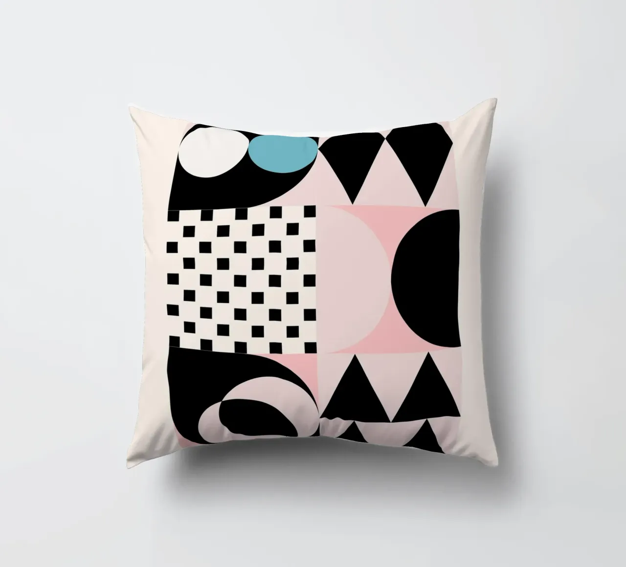Geometrische abstrakte Formen Rosa Blau Schwarz Druck Kissen von NorwesClub