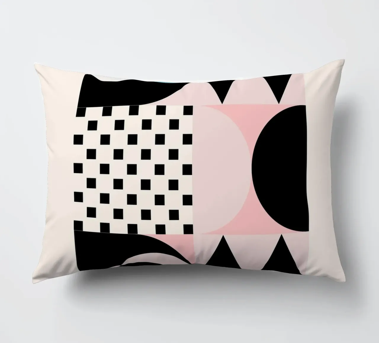 Geometrische abstrakte Formen Rosa Blau Schwarz Druck Kissen von NorwesClub