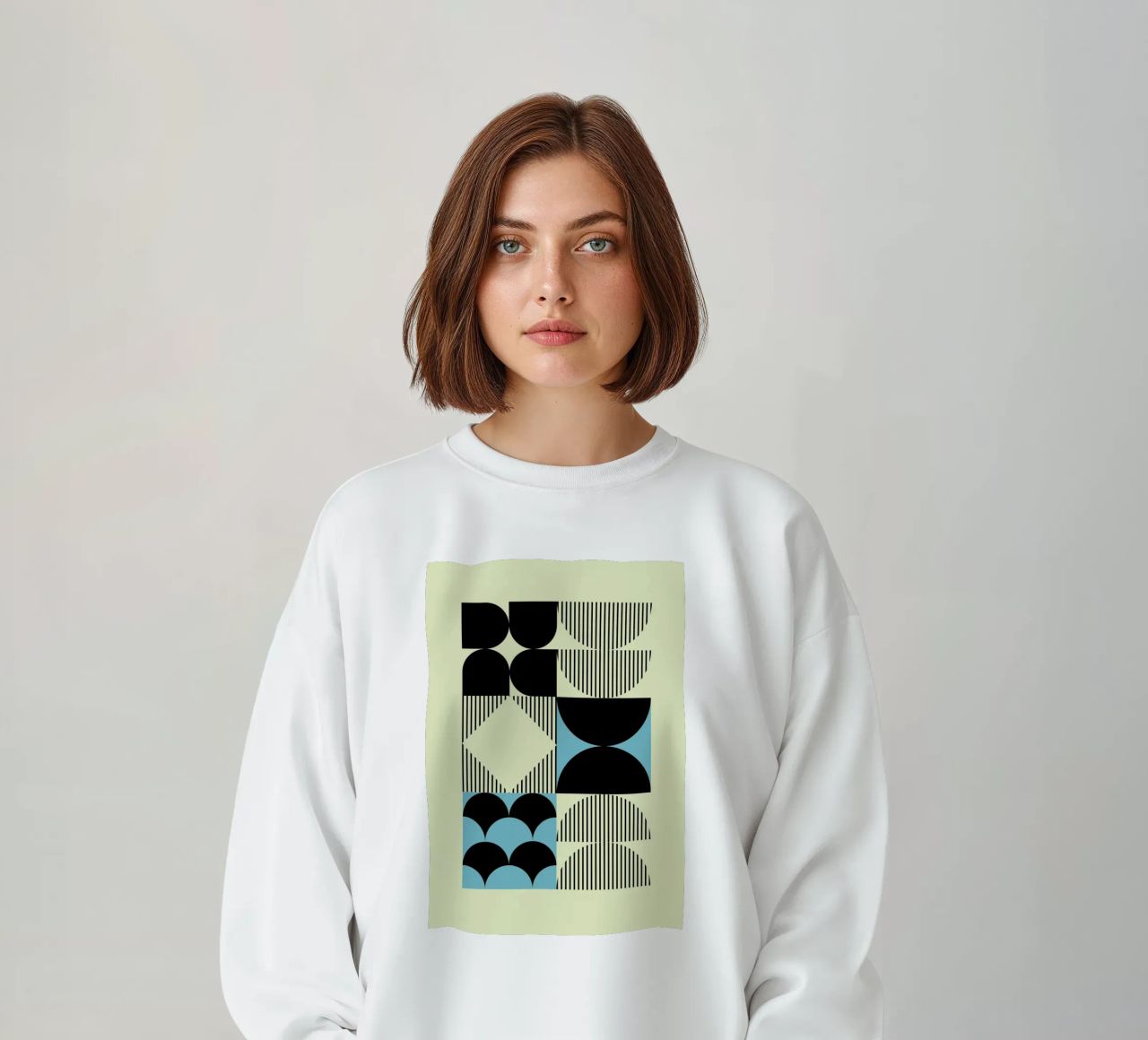 Geometric Abstract Shapes Pattern Impresión azul sudadera de NorwesClub