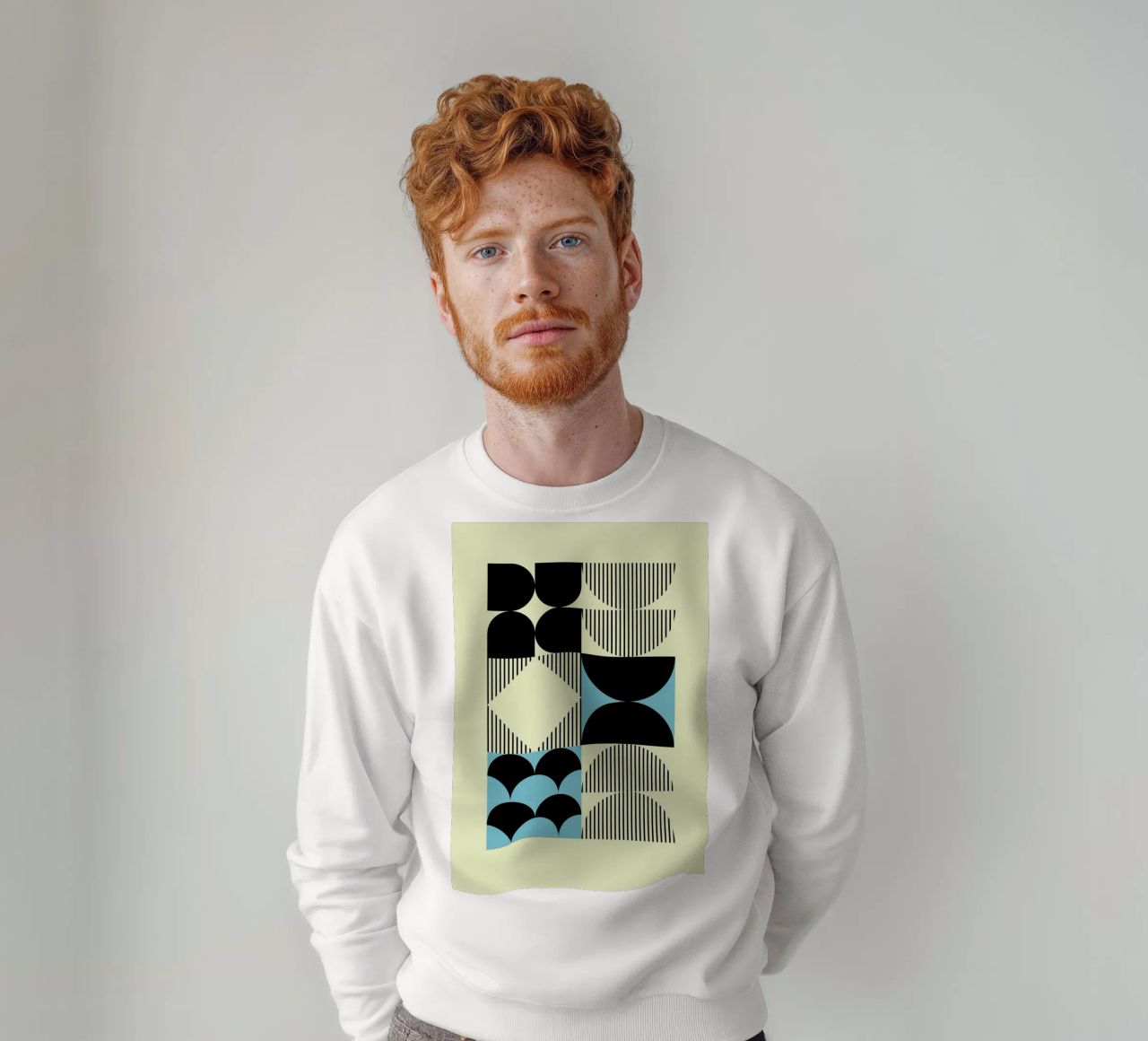 Geometric Abstract Shapes Pattern Impresión azul sudadera de NorwesClub