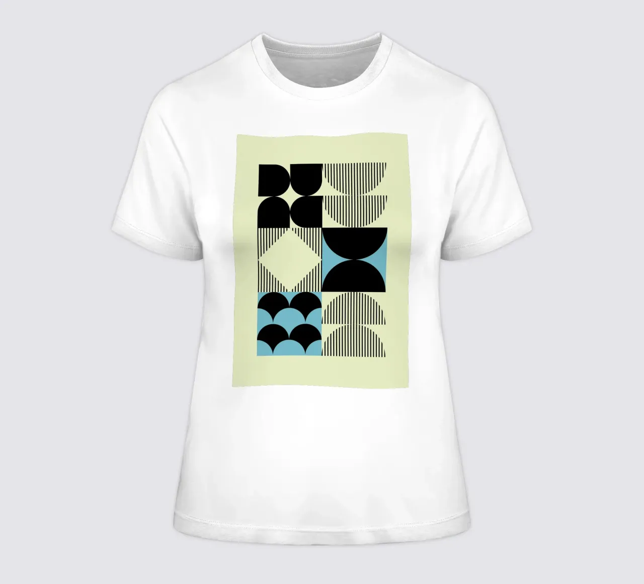 Geometric Abstract Shapes Pattern Impresión azul camiseta de mujer de NorwesClub