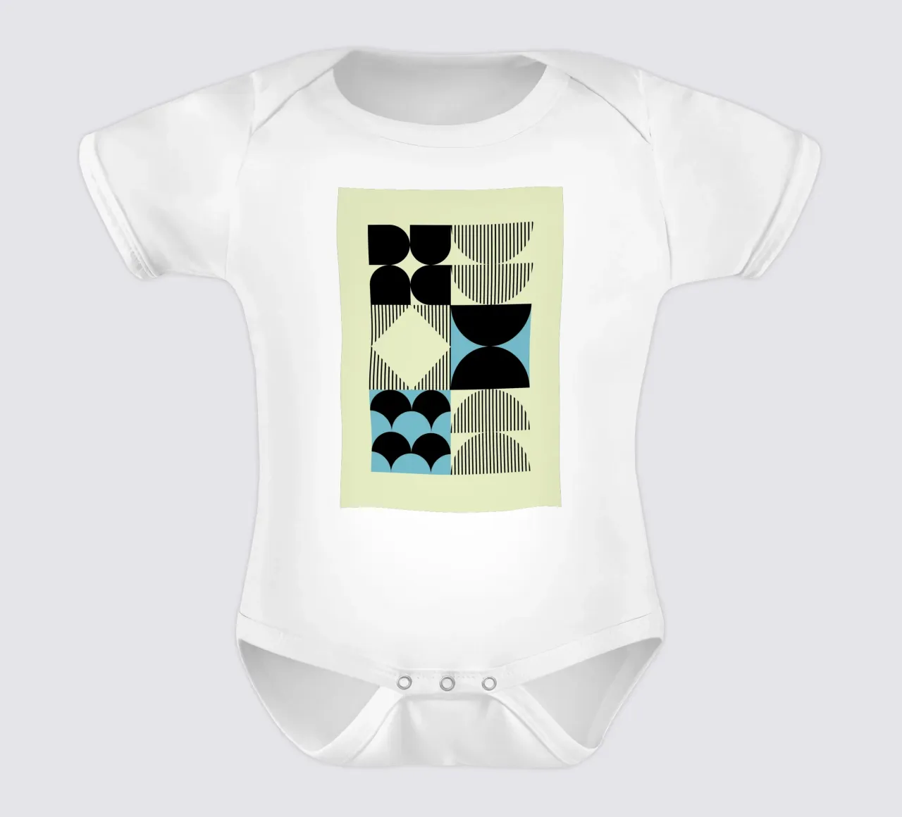 Geometrische abstrakte Formen Muster blau drucken Kurzarm Babybody von NorwesClub