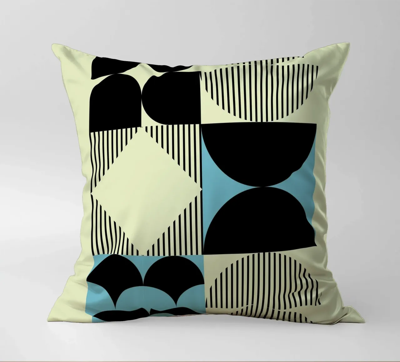 Geometric Abstract Shapes Pattern Blue Print decorative cushion by NorwesClub