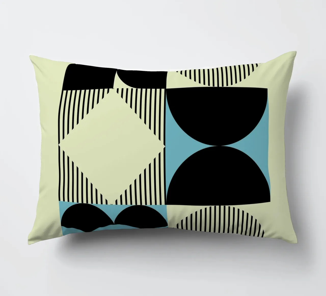 Geometric Abstract Shapes Pattern Blue Print decorative cushion by NorwesClub