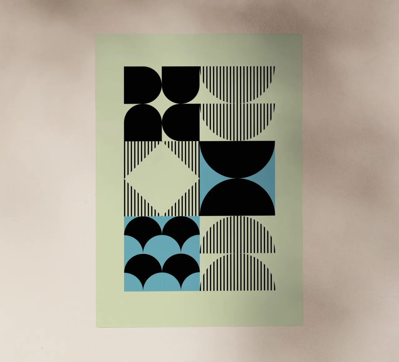 Geometric Abstract Shapes Pattern Impresión azul lámina retroiluminada de NorwesClub