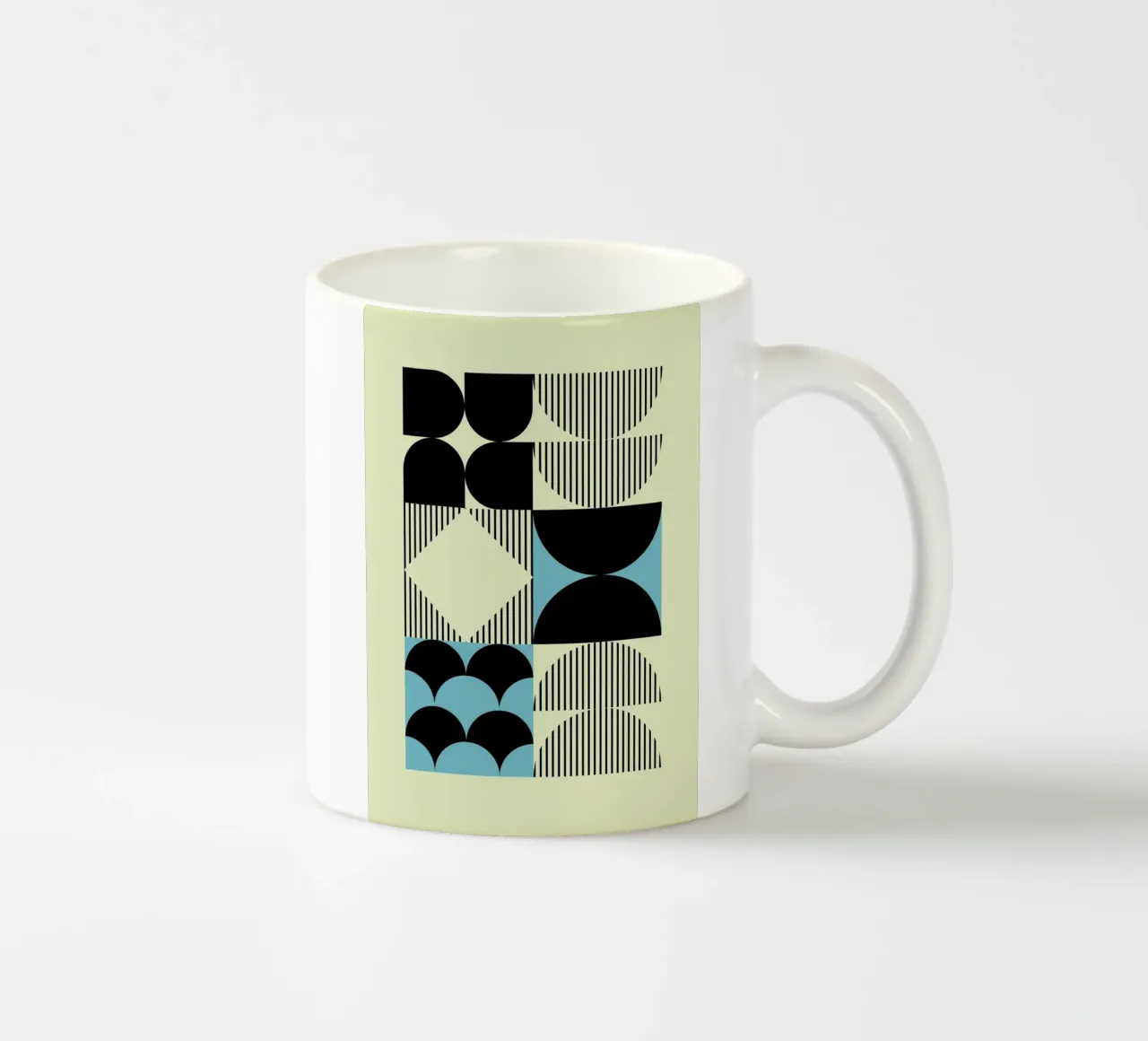 Geometric Abstract Shapes Pattern Impresión azul taza de cerámica de NorwesClub