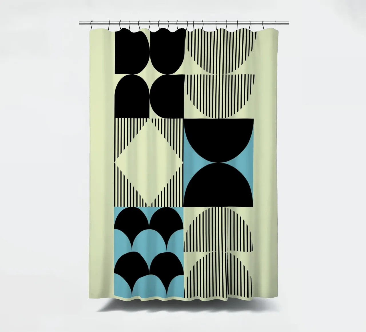 Geometric Abstract Shapes Pattern Impresión azul cortina de baño de NorwesClub