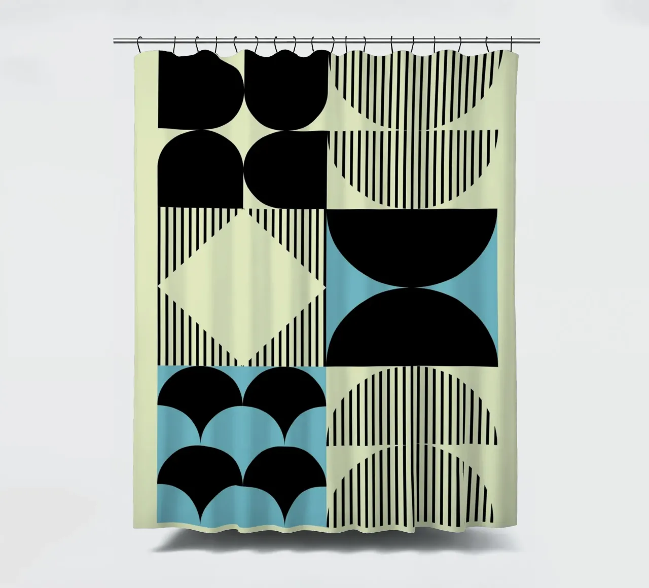 Geometric Abstract Shapes Pattern Impresión azul cortina de baño de NorwesClub