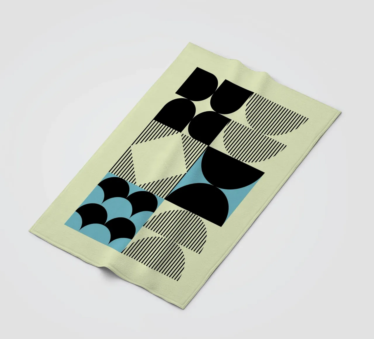 Geometric Abstract Shapes Pattern Blue Print fleece blanket by NorwesClub