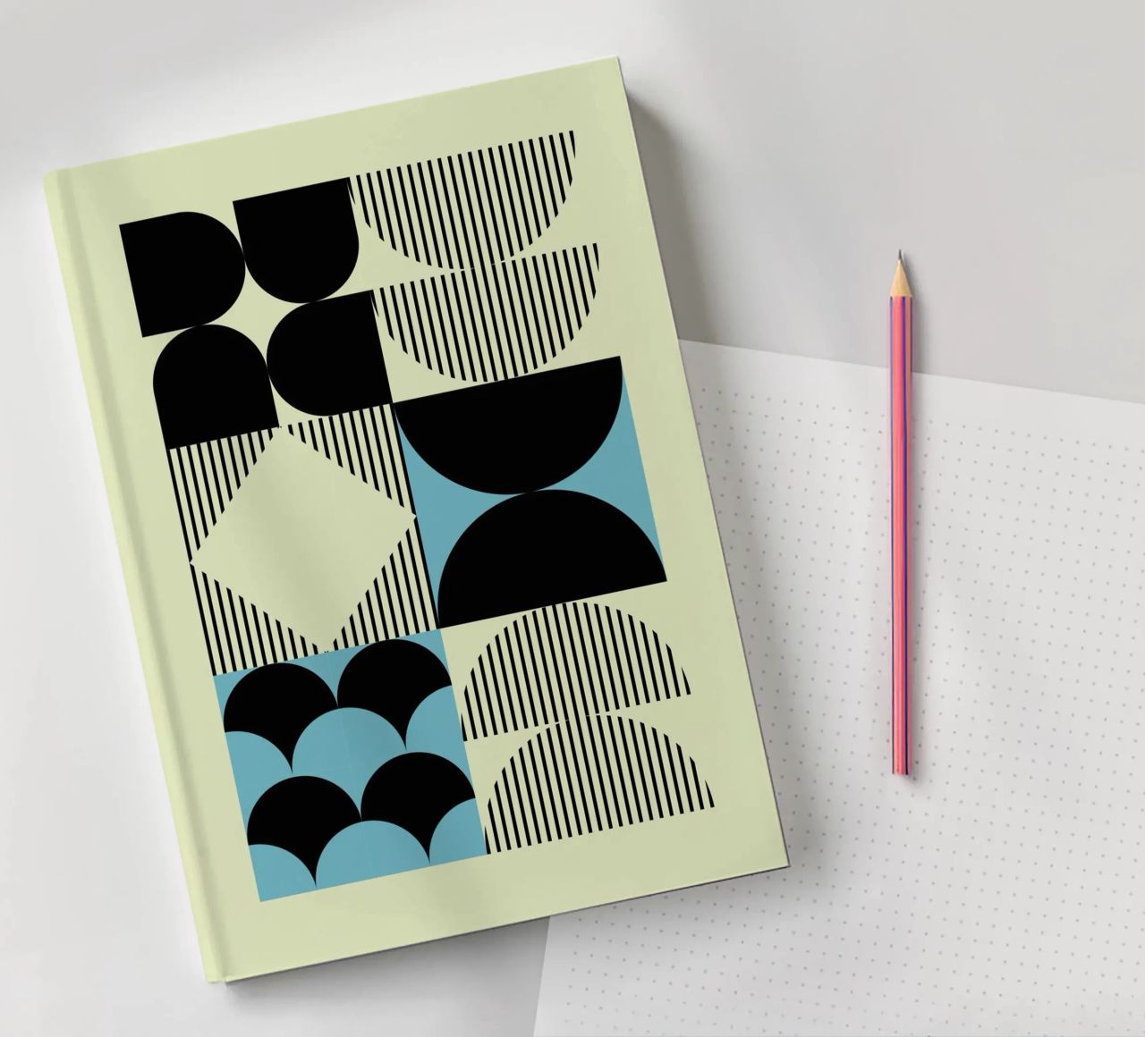 Geometric Abstract Shapes Pattern Blue Print notebook by NorwesClub
