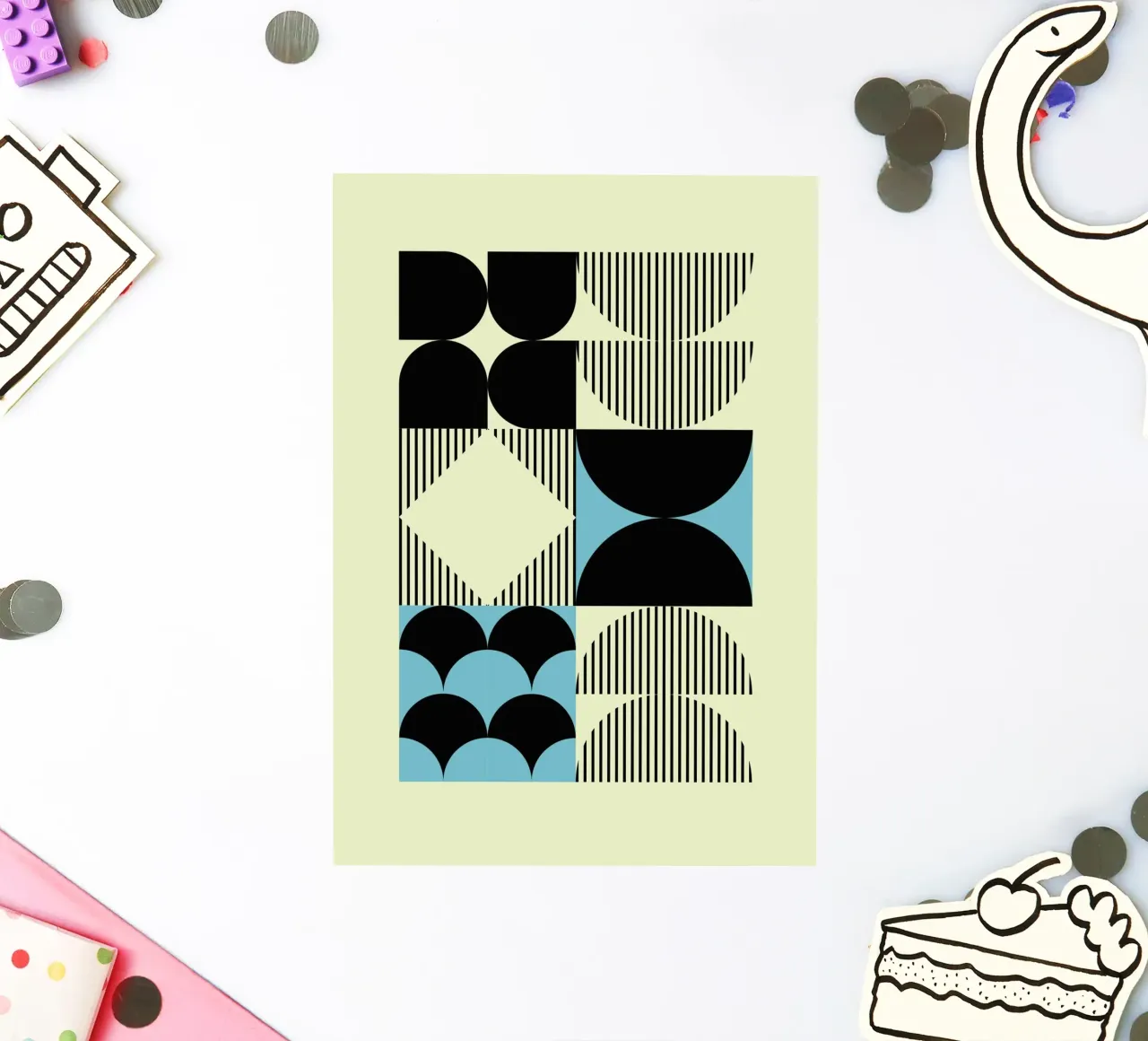 Geometrische abstrakte Formen Muster blau drucken Sticker von NorwesClub